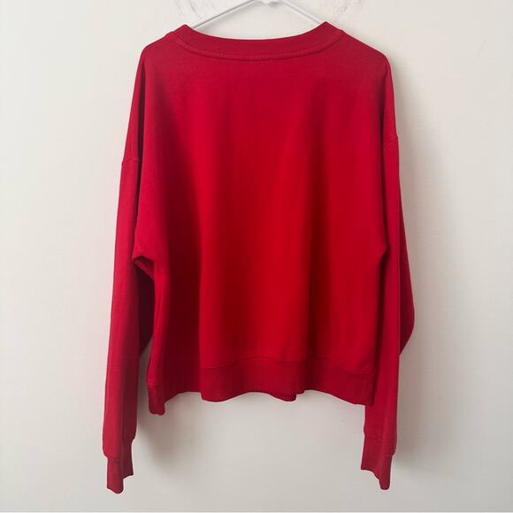 Maeve Anthropologie Red Valentine's Sweatshirt Oui Oui Oui Size Medium NWT - Picture 2 of 8